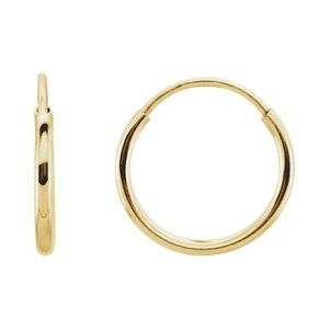 14K Yellow Endless Tube 10 mm Hoop Huggie Earring
